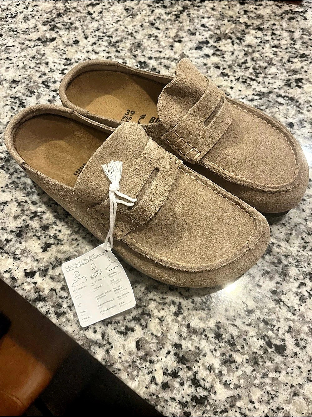 Birkenstock Naples Wrapped Suede Clog Tan EU 39